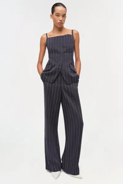 Simkhai Edie Square Neck Top In Midnight Stripe In Blue