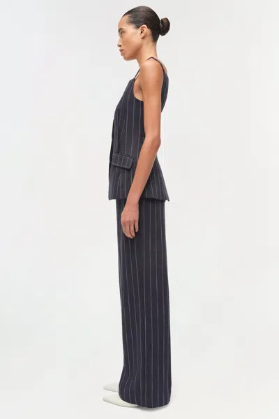 Simkhai Edie Square Neck Top In Midnight Stripe In Blue