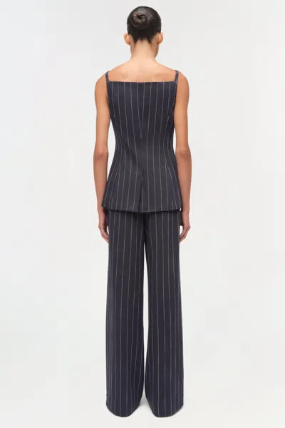 Simkhai Edie Square Neck Top In Midnight Stripe In Blue
