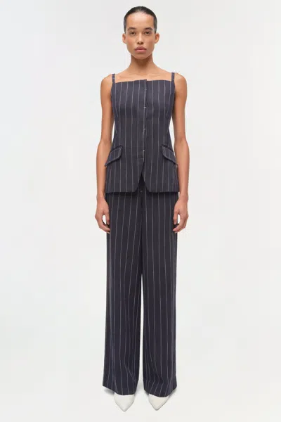 Simkhai Edie Square Neck Top In Midnight Stripe In Blue
