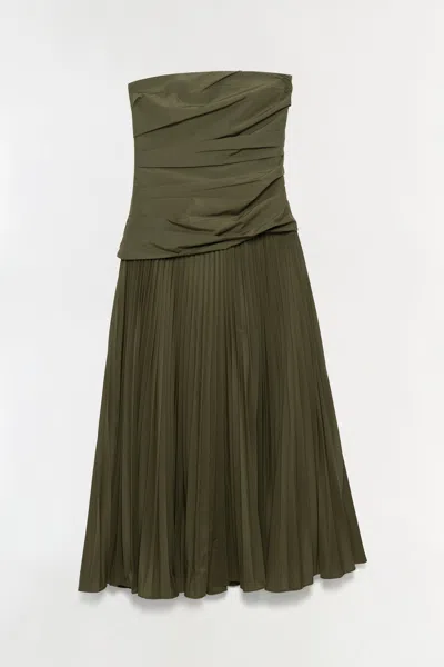 Simkhai Women's Arie Strapless Cotton Bustier Midi Dress In Fern In Green