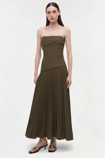 Simkhai Women's Arie Strapless Cotton Bustier Midi Dress In Fern In Green