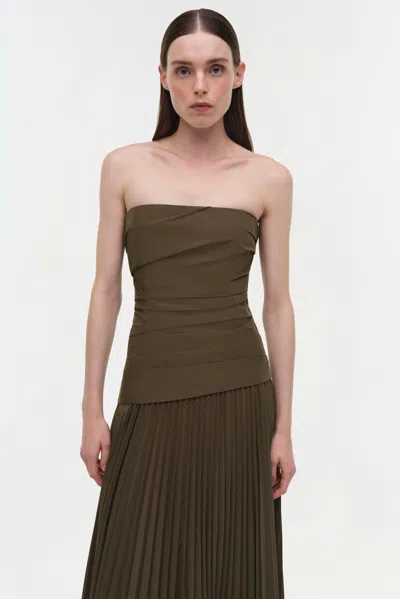 Simkhai Women's Arie Strapless Cotton Bustier Midi Dress In Fern In Green