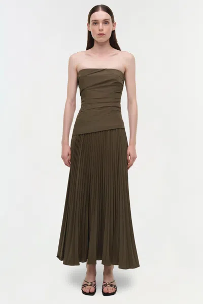 Simkhai Women's Arie Strapless Cotton Bustier Midi Dress In Fern In Green