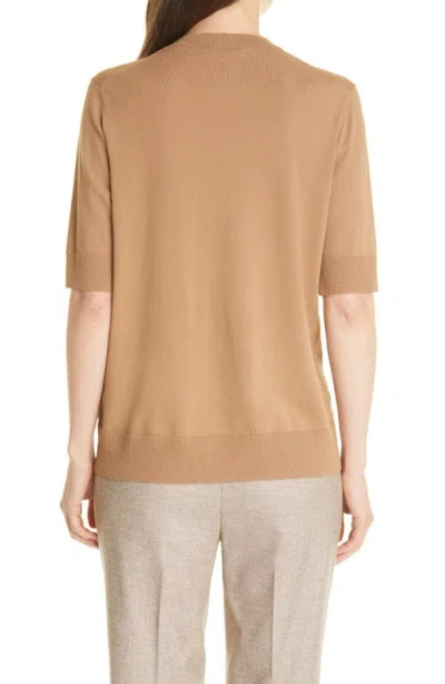 Lafayette 148 New York Knit Crepe Top In Brown