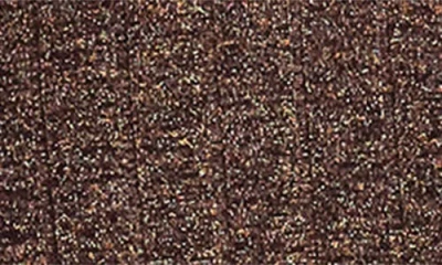 Nina Leonard Three-quarter Sleeve A-line Metallic Ribbed Midi Dress In Brown