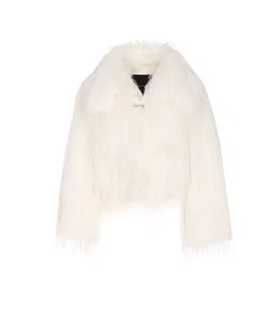 Pinko Amparo Faux Fur Jacket In Neutral