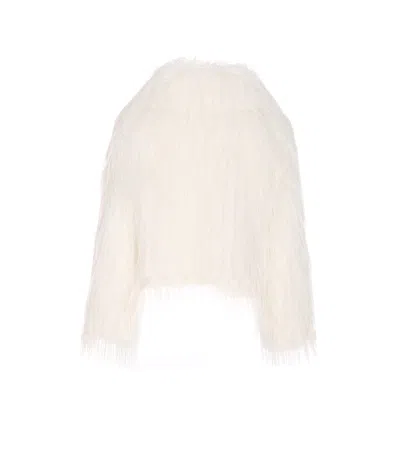 Pinko Amparo Faux Fur Jacket In Neutral