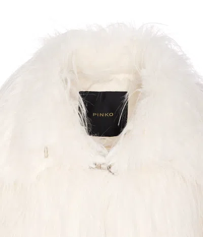 Pinko Amparo Faux Fur Jacket In Neutral