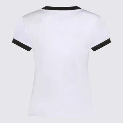 Ganni Women White Crewneck T-shirt With Maxi Print On The Front In Cotton Woman In Multi