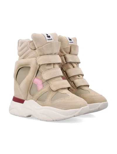 Isabel Marant High Top Sneakers Panel Detailing Contrast Sole In Brown