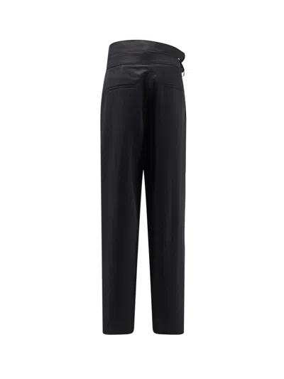 Chloé High-rise Wide-leg Pants In Wool Grain De Poudre In Black