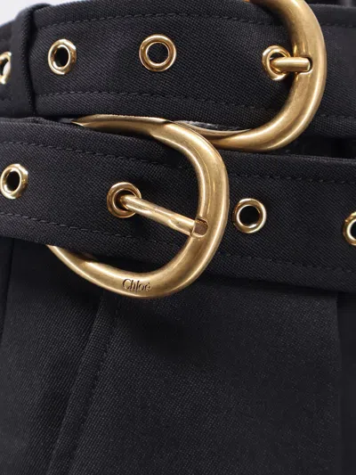 Chloé High-rise Wide-leg Pants In Wool Grain De Poudre In Black