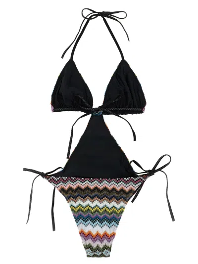 Missoni Zigzag Motif Trikini Halter Neck Cutout In Multi