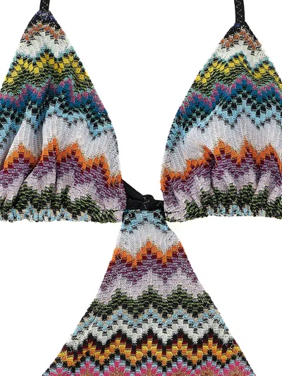 Missoni Zigzag Motif Trikini Halter Neck Cutout In Multi