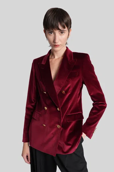 Tagliatore J-parigi10b Blazer In Bordeaux Velvet In Red