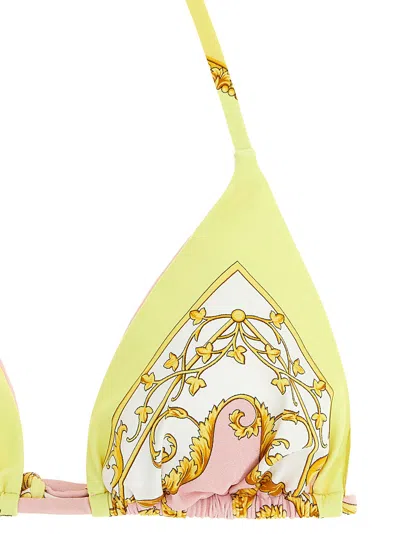 Versace Barocco Triangle Bikini Top Adjustable Straps In Multi