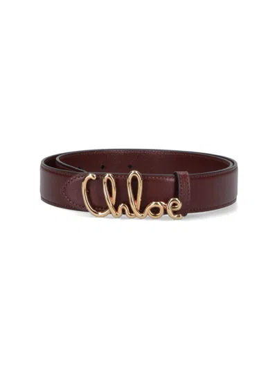 Chloé Iconic Leather Belt In Brown