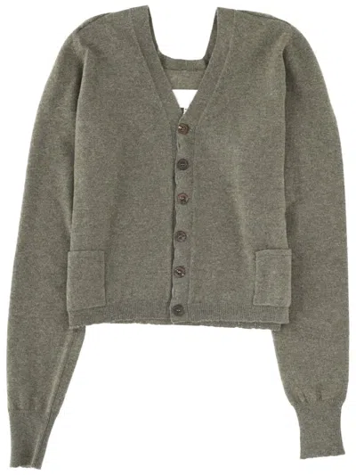 Maison Margiela V-neck Cardigan In Green