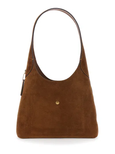 Coach Brooklyn 28 Brown With Single Shoulder Strap And Logo Lettering On The Front In Suede Woman In Brown