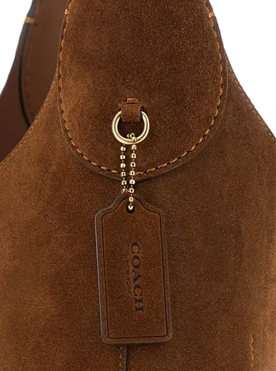 Coach Brooklyn 28 Brown With Single Shoulder Strap And Logo Lettering On The Front In Suede Woman In Brown