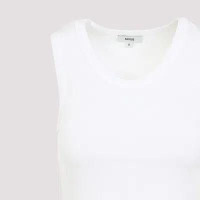 Agolde Poppy Ribbed Tank Top Round Neck In White