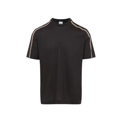 Paul Smith Stripe Tape Detail Crew Neck Tshirt In Black
