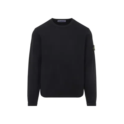 Stone Island Black Crewneck Logo Sweatshirt In Black