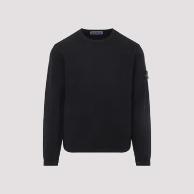 Stone Island Black Crewneck Logo Sweatshirt In Black