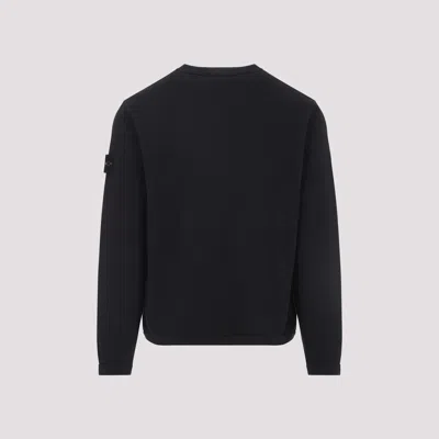 Stone Island Black Crewneck Logo Sweatshirt In Black