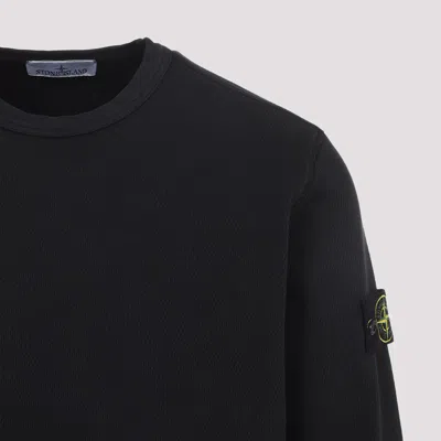 Stone Island Black Crewneck Logo Sweatshirt In Black