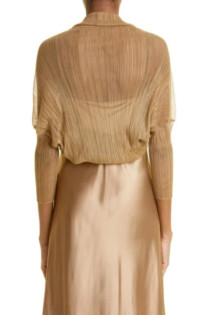 Fabiana Filippi Plissé Shawl Collar Knit Bolero In Brown