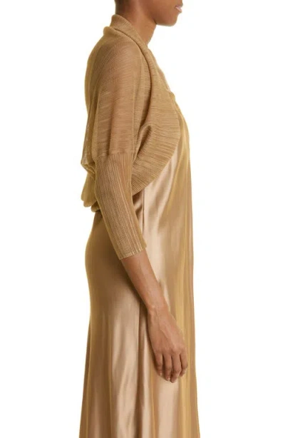 Fabiana Filippi Plissé Shawl Collar Knit Bolero In Brown