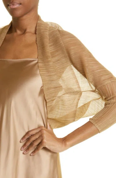 Fabiana Filippi Plissé Shawl Collar Knit Bolero In Brown