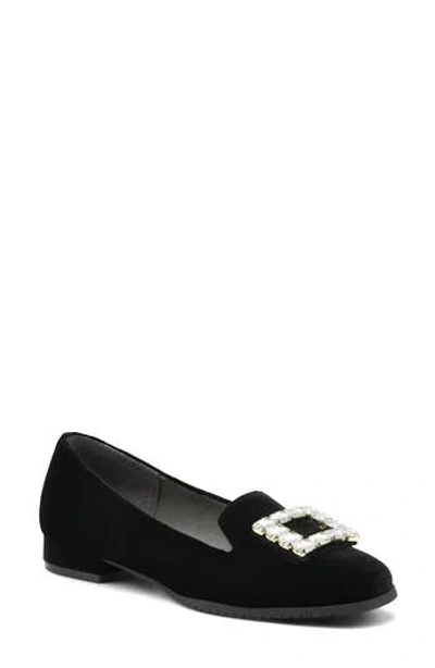 Adrienne Vittadini Vickee Embellished Velvet Loafer In Black