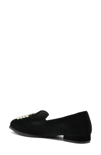 Adrienne Vittadini Vickee Embellished Velvet Loafer In Black