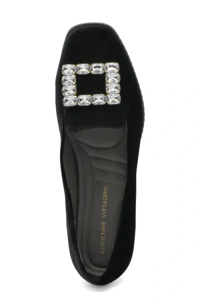 Adrienne Vittadini Vickee Embellished Velvet Loafer In Black