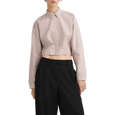 Rag & Bone Morgan Stripe Crop Cotton Shirt In Neutral