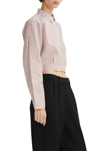 Rag & Bone Morgan Stripe Crop Cotton Shirt In Neutral