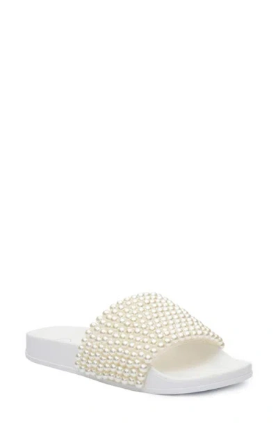 Jessica Simpson Saycie Beaded Slide Sandal In White