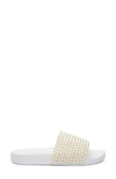 Jessica Simpson Saycie Beaded Slide Sandal In White