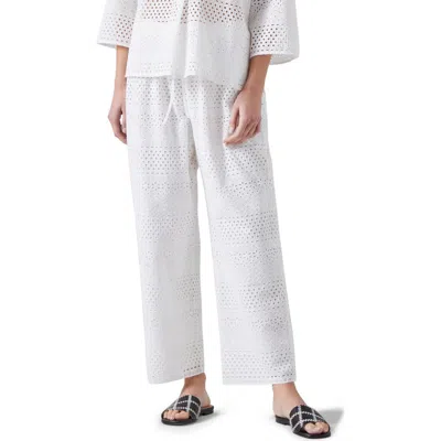 Lk Bennett Edie Broderie Straight Leg Pants In White