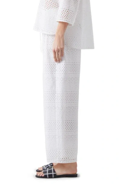 Lk Bennett Edie Broderie Straight Leg Pants In White