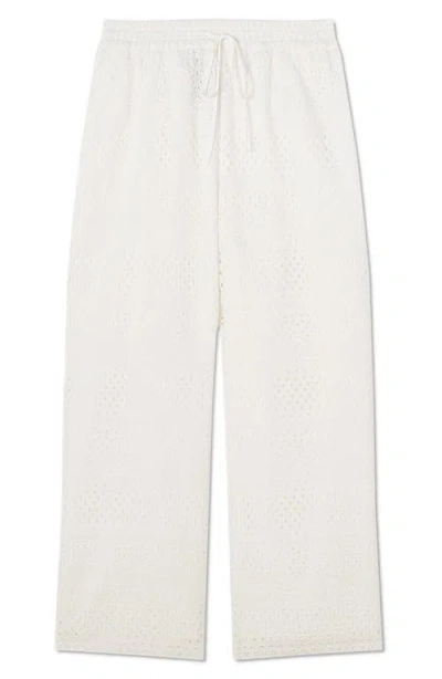 Lk Bennett Edie Broderie Straight Leg Pants In White