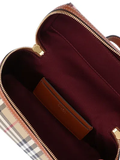 Burberry Coated Canvas Vanity Check Crossbody Bag With Check Motif In Brown