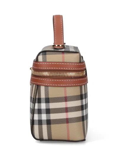 Burberry Coated Canvas Vanity Check Crossbody Bag With Check Motif In Brown