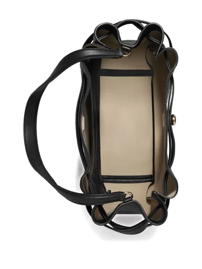 Tory Burch Romy Large Leather Bucket Bag In Black