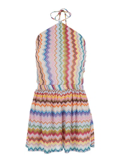 Missoni Knit Dress Set Halter Tie Zigzag In Multi