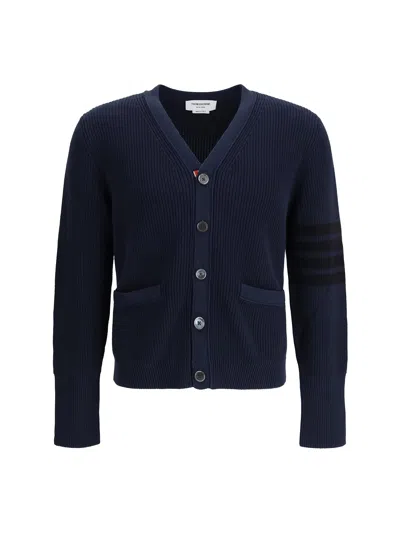 Thom Browne V-neck Cardigan In Blue