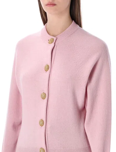 Balmain Eco-cashmere Buttoned Cardigan In Pink
